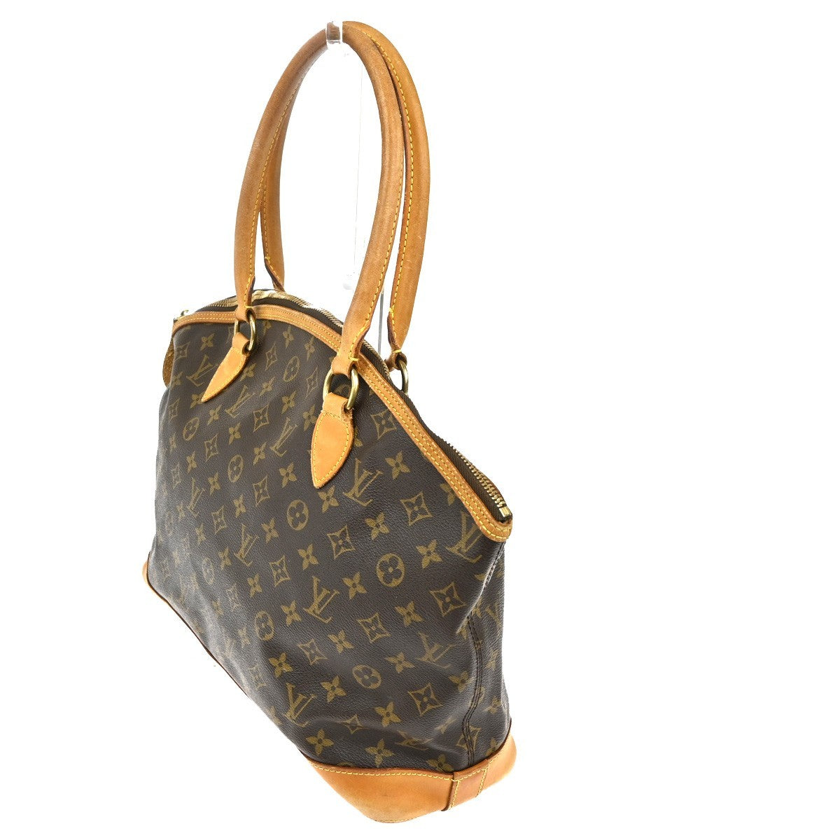 LOUIS VUITTON Logo Lockit Shoulder Bag Monogram Leather Brown M40104 33TA499
