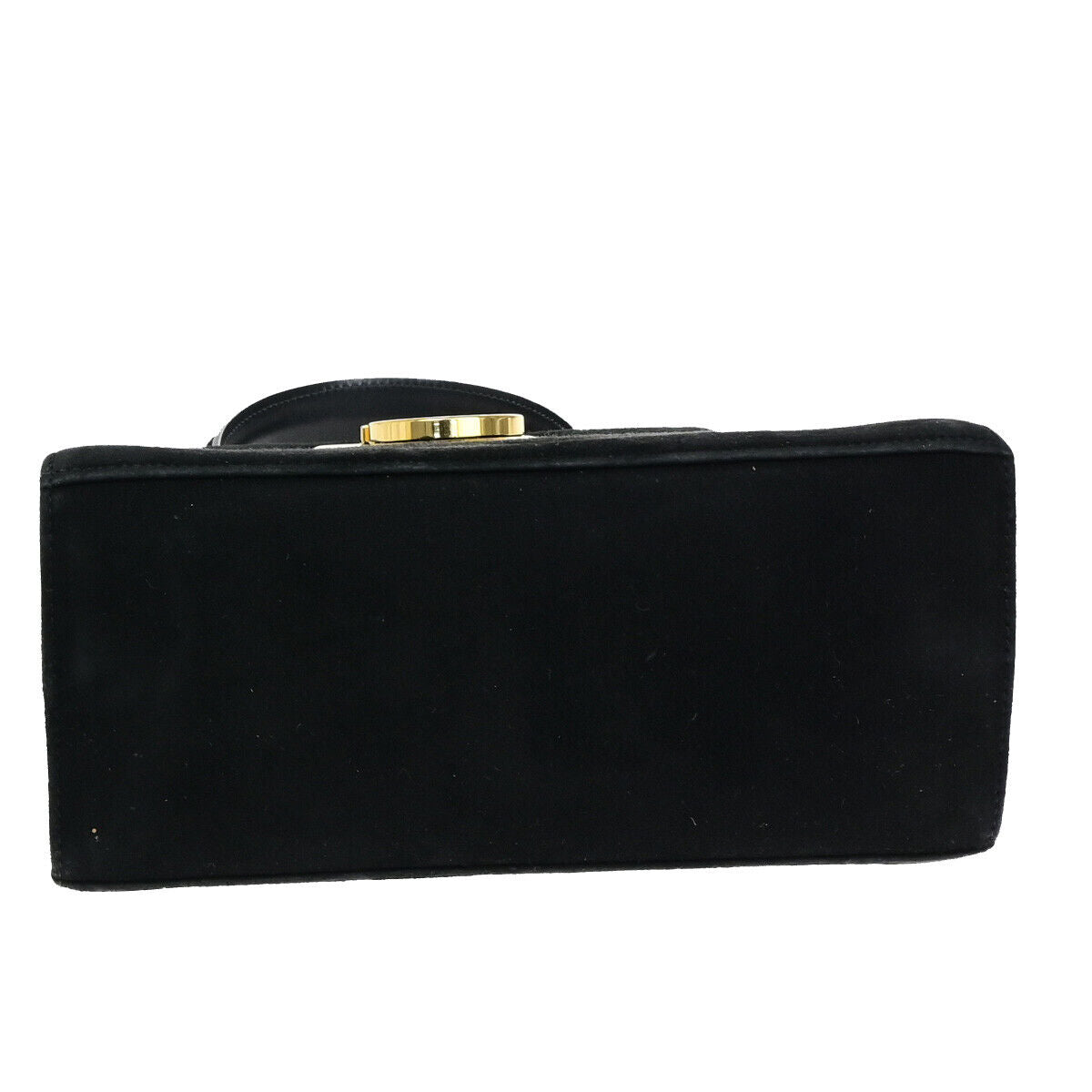 SALVATORE FERRAGAMO Logo Gancini Hand Bag Suede Leather Black GHW Italy 64YF984