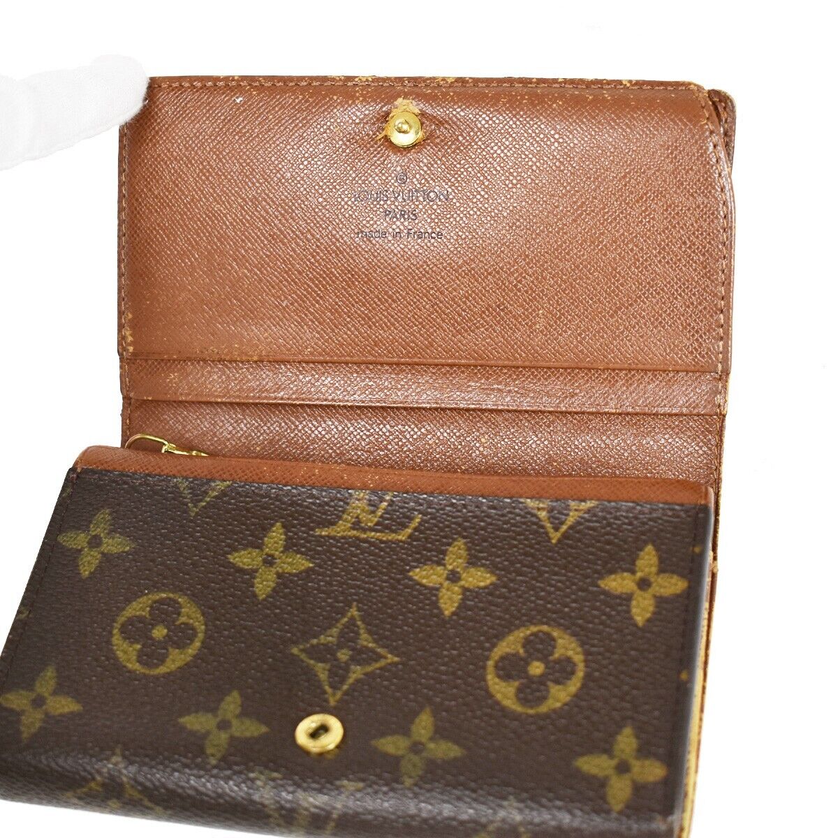 LOUIS VUITTON 2 Set Bifold Wallet Purse Monogram Leather Brown 60GA568