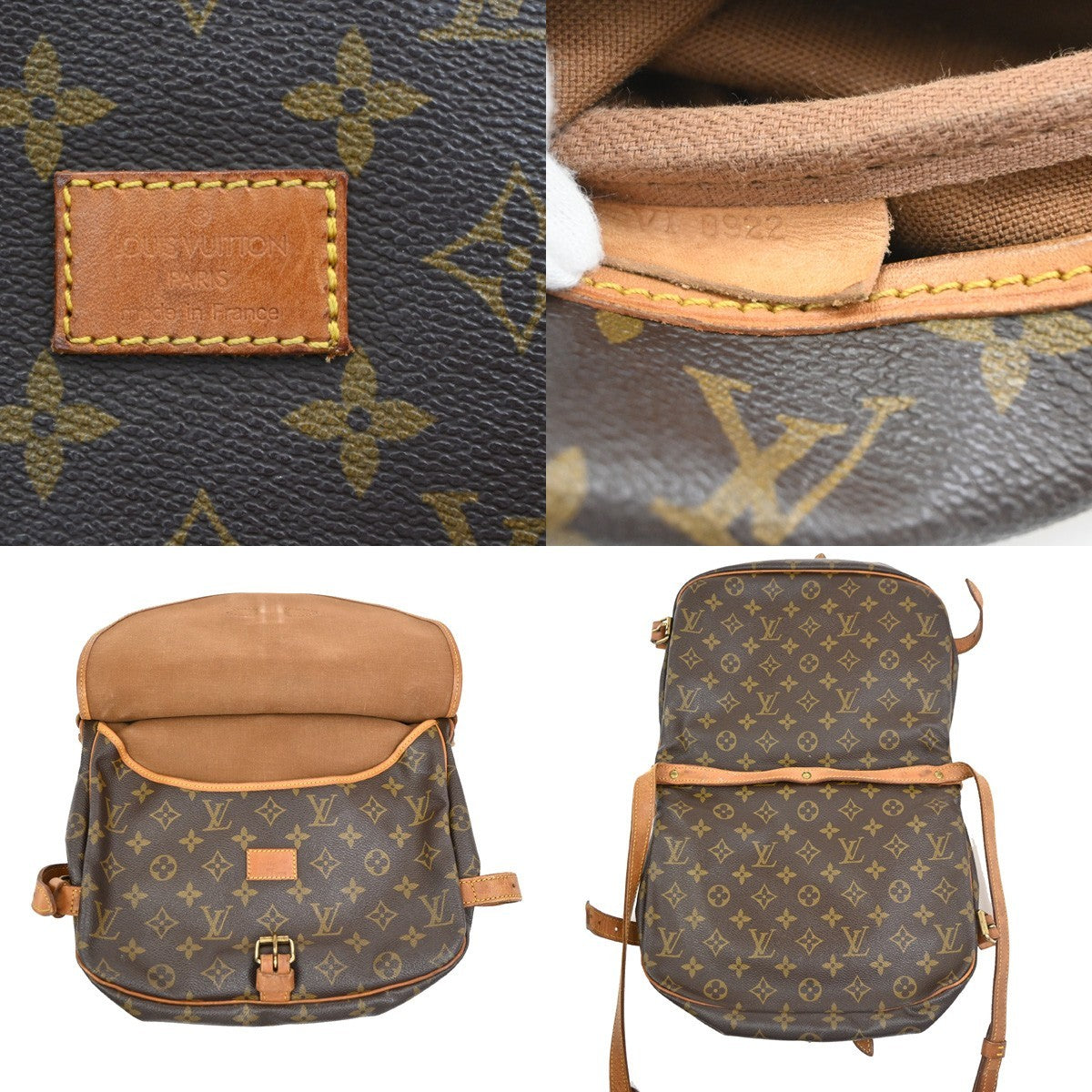 LOUIS VUITTON Logo Saumur 30 Shoulder Bag Monogram Leather Brown M42256 39PA086