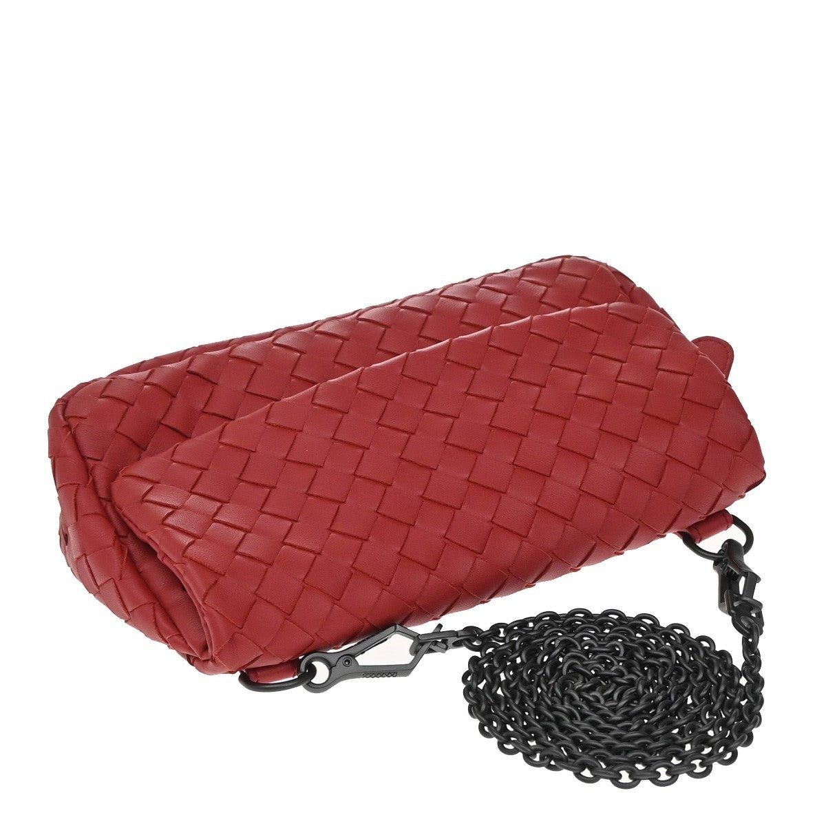 BOTTEGA VENETA Intrecciato Mini Chain Wallet Shoulder Bag Leather Red 11RF996