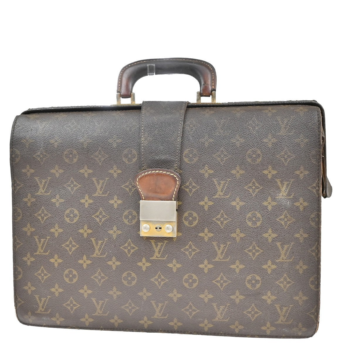 LOUIS VUITTON Serviette Fermoir Business Hand Bag Monogram Brown M53305 02KB490