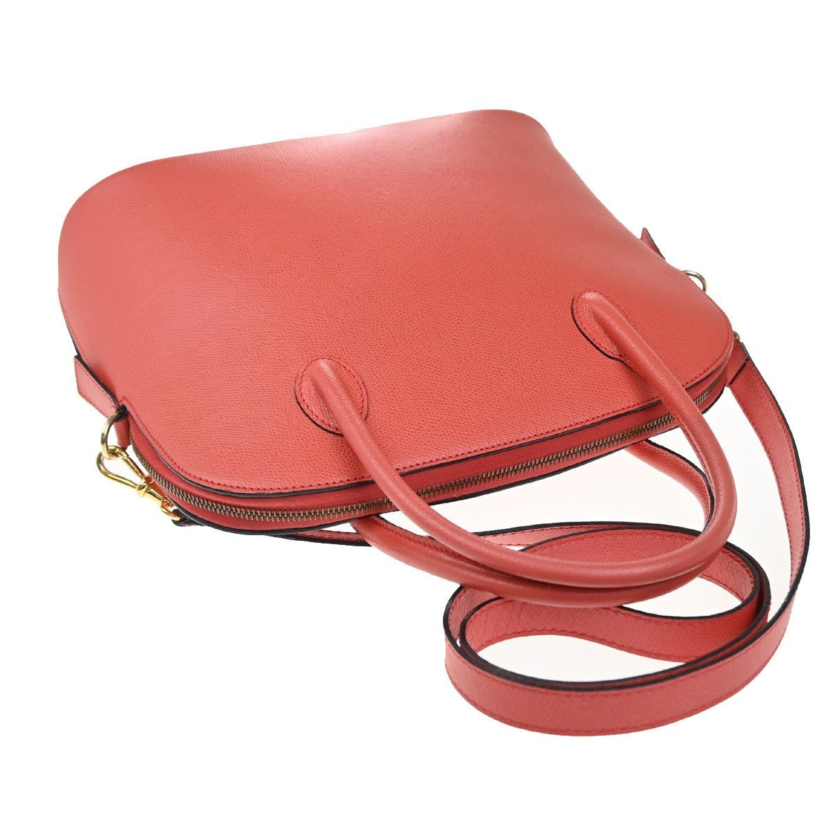 CELINE Logo 2way Shoulder Hand Bag Leather Orange Italy 84EG349
