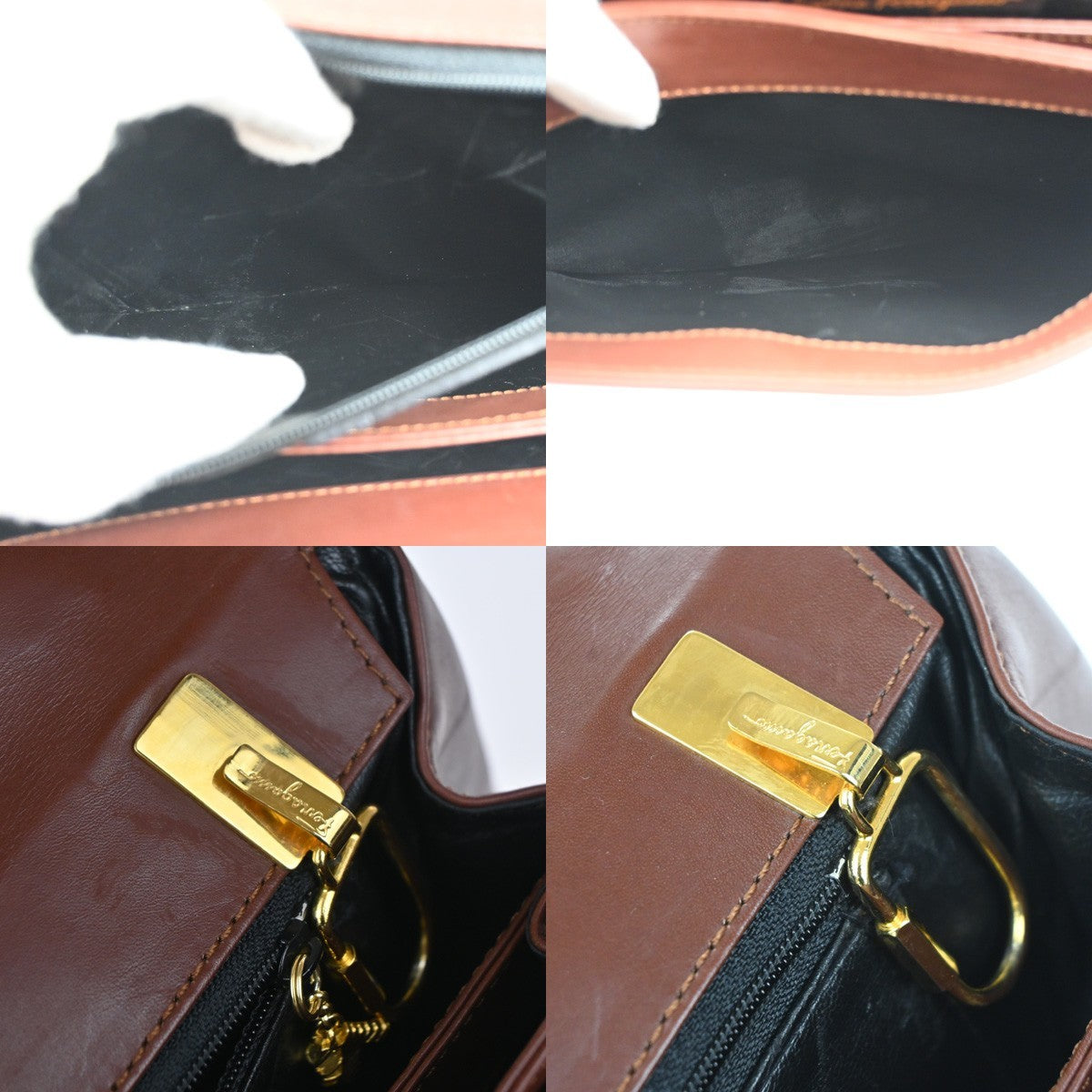 SALVATORE FERRAGAMO Logo Flap Shoulder Hand Bag Leather Brown GHW Italy 67MA410