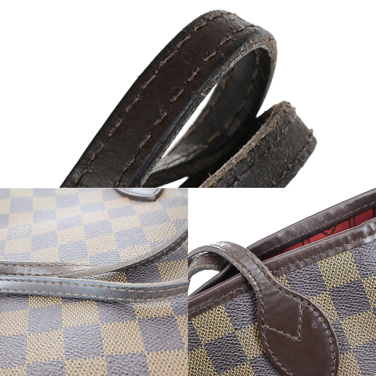 LOUIS VUITTON Neverfull MM Shoulder Tote Bag Damier Leather Brown N51105 15YG632