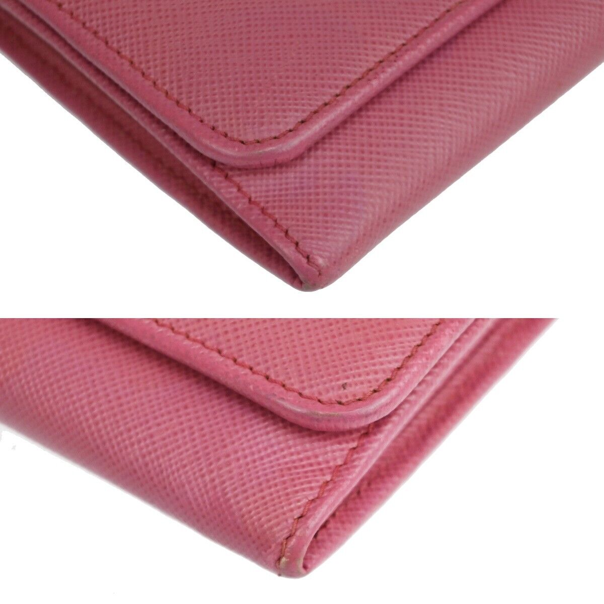 PRADA Logo Saffiano Bow Long Bifold Wallet Purse Leather Pink Italy 02EA641