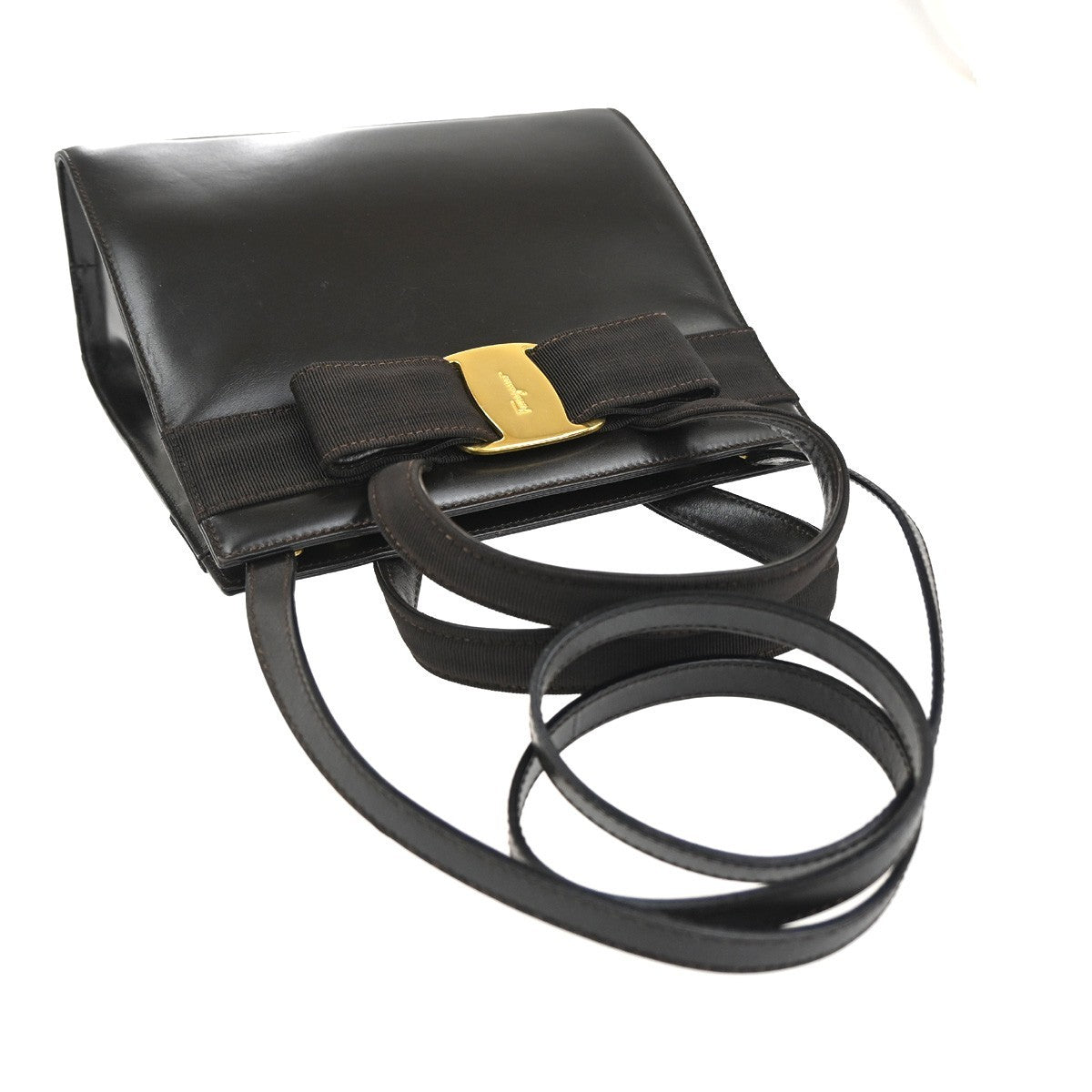 SALVATORE FERRAGAMO Vara 2way Shoulder Hand Bag Leather Brown GHW Italy 64KC714