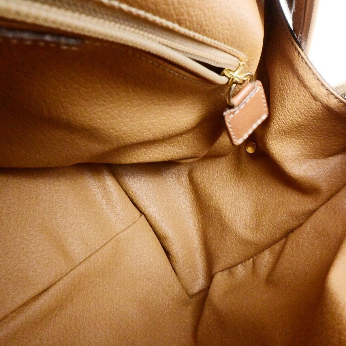 CELINE Circle Logo Macadam Pattern Shoulder Hand Bag PVC Leather Brown 33ED943