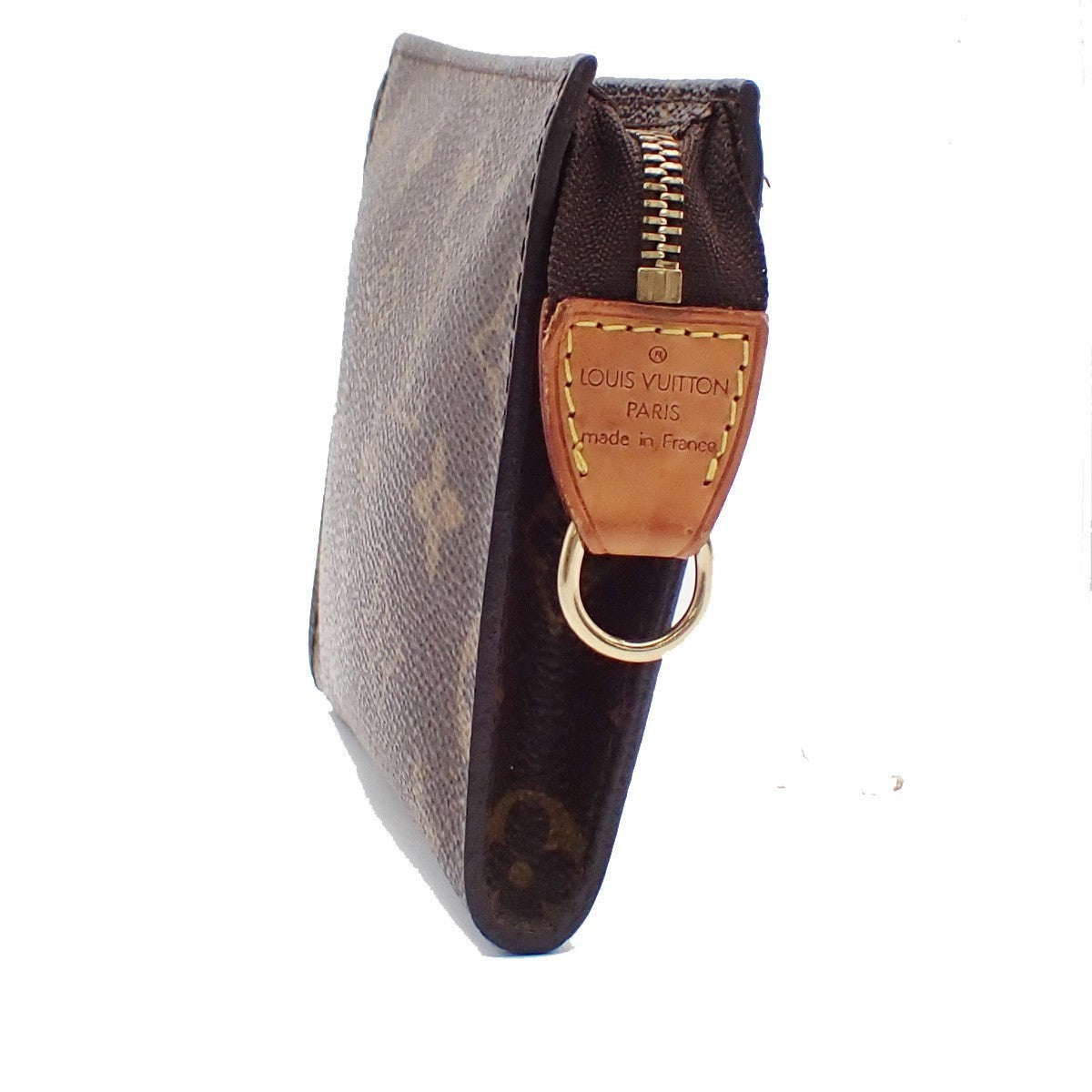 LOUIS VUITTON Logo BUCKET PM Pouch Bag Monogram Leather Brown France 60KB736