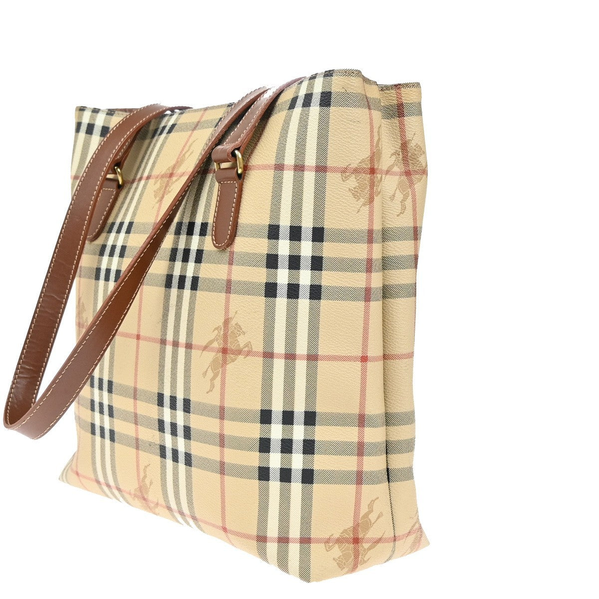 BURBERRY Logo Nova Check Shoulder Tote Bag PVC Leather Beige Italy  31TA070