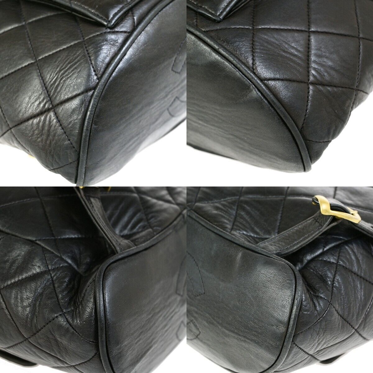 CHANEL CC Logo DUMA Matelasse Chain Backpack Bag Leather Black GHW 332RK719