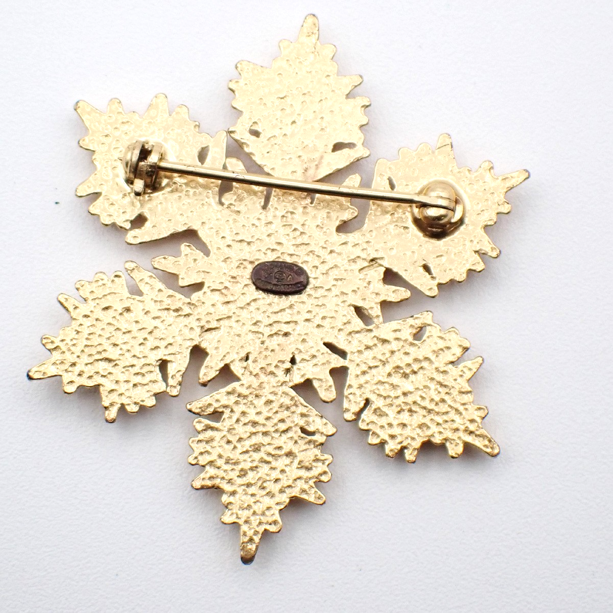 CHANEL CC Logo Bijou Snowflake Brooch 01A Gold France Vintage 30RL405