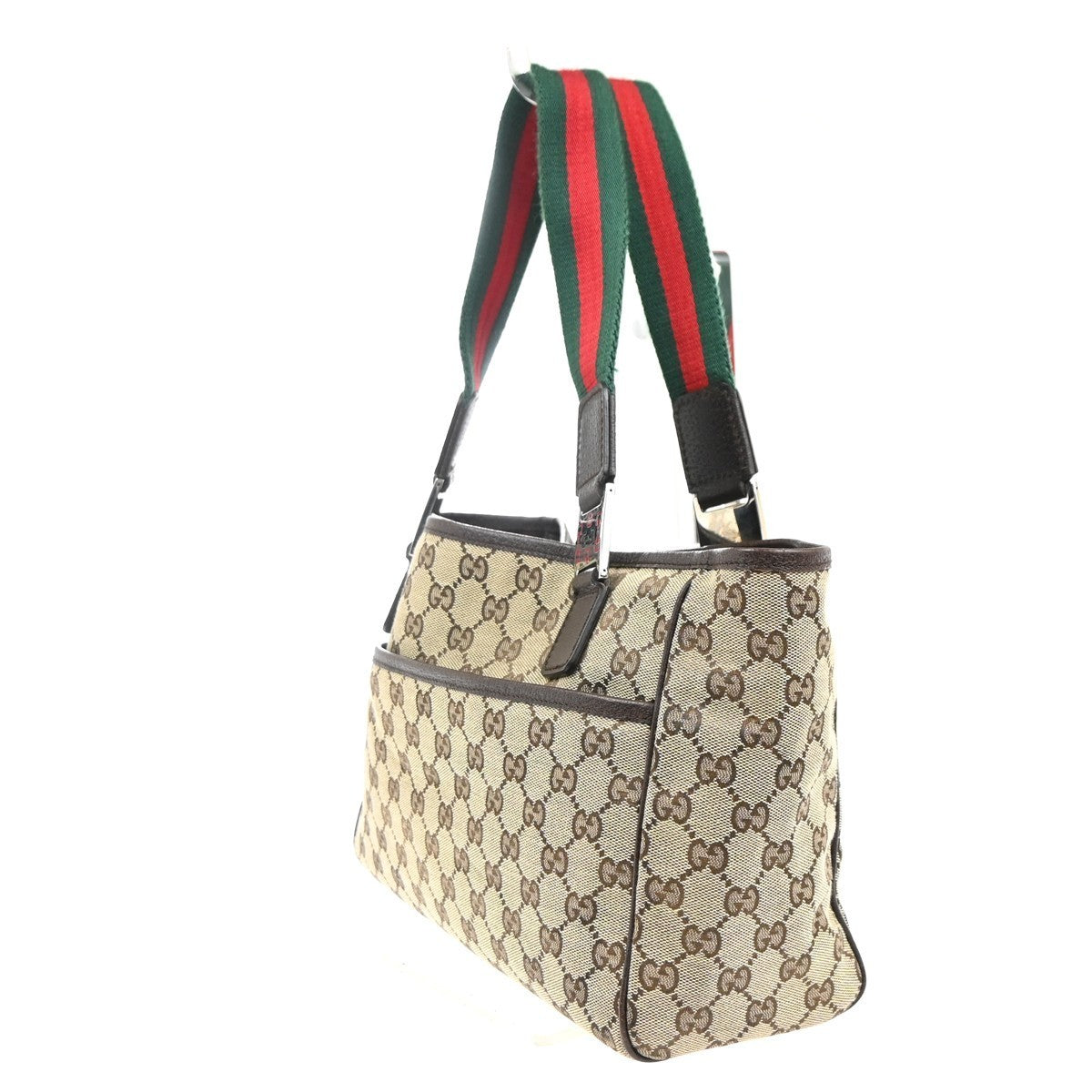 GUCCI Logo Sherry GG Pattern Shoulder Hand Bag Canvas Leather BE Italy 87KC450