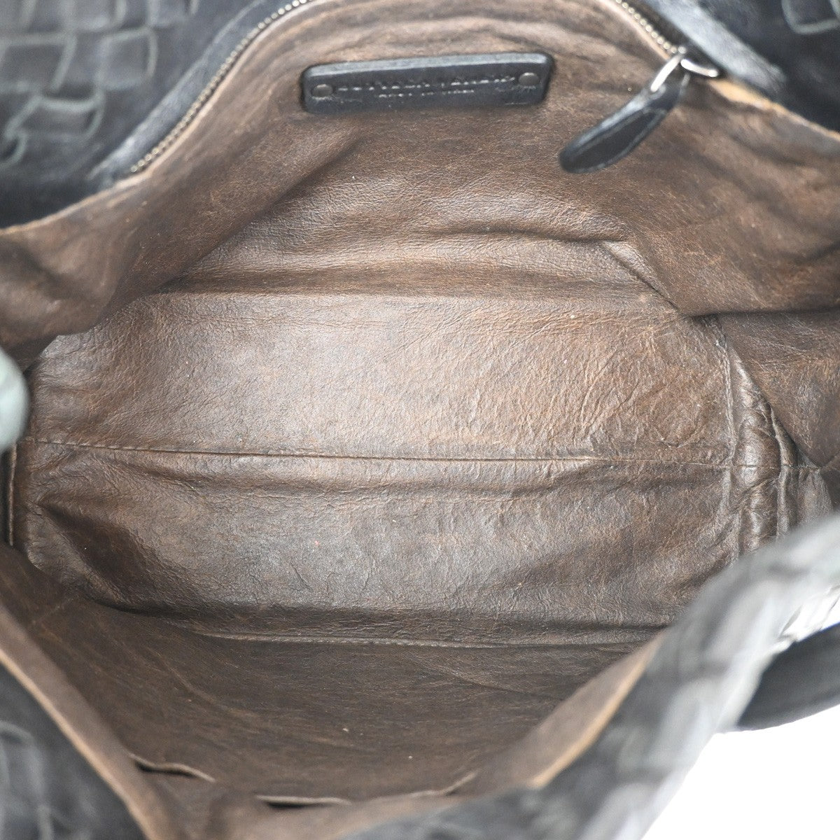 BOTTEGA VENETA Intrecciato Garda Shoulder Handbag Black Leather Italy 78TA153