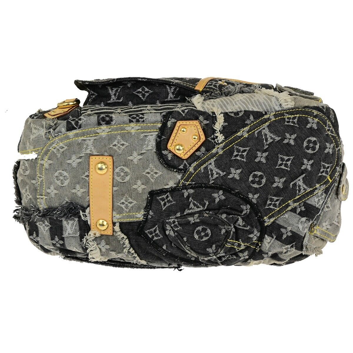LOUIS VUITTON Bowie Hand Bag Monogram Denim Patchwork Leather GY M95377 621ED351
