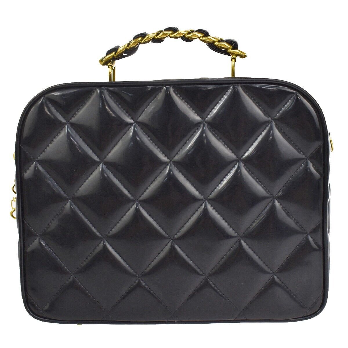 CHANEL Matelasse 2Way Chain Shoulder Hand Bag Patent Leather Black GHW 695RH004