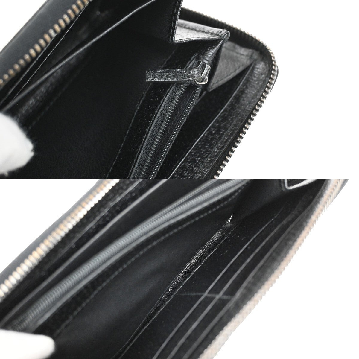 GUCCI Logo GG Pattern Long Zip Aroung Wallet Purse Canvas Leather Black 62YH231