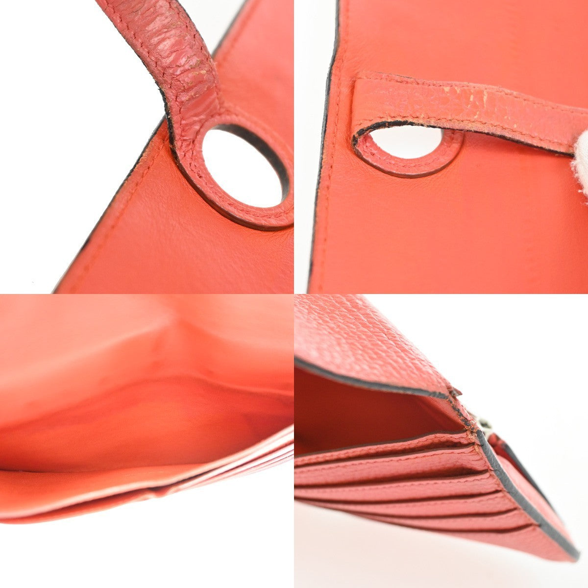 HERMES Logos Dogon GM Long Bifold Wallet Togo Leather Red  France SHW 31RL985