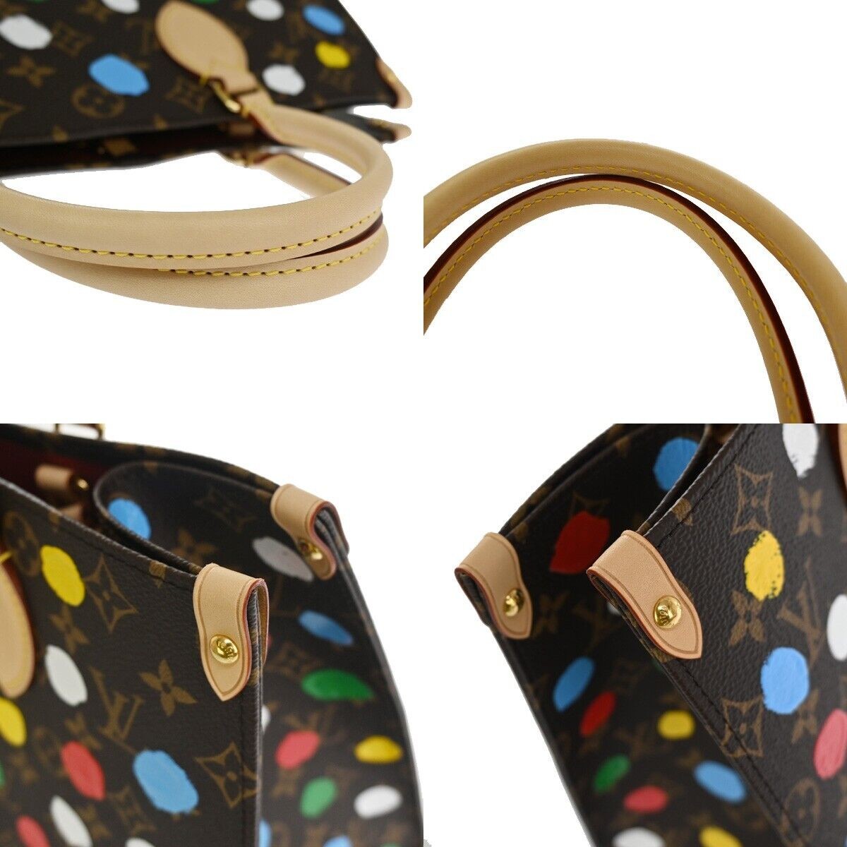 LOUIS VUITTON LV × YK OnTheGo MM Hand Bag Monogram 3D Dots Brown M46379...