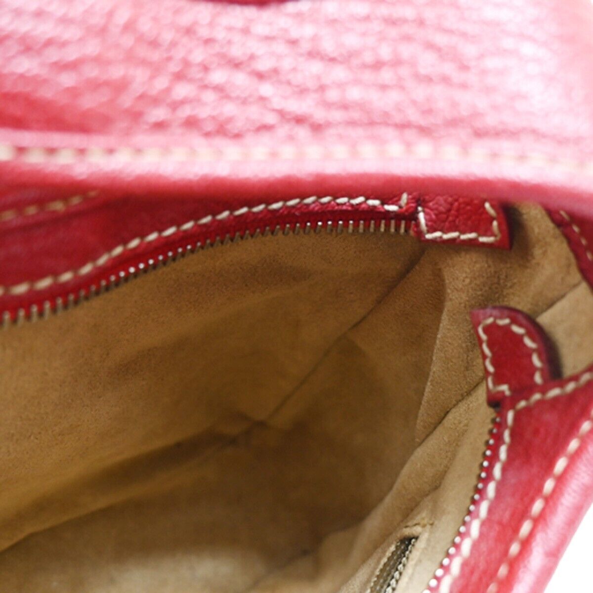 SALVATORE FERRAGAMO Logo Shoulder Bag Leather Red Silver Made In Italy 65FA578