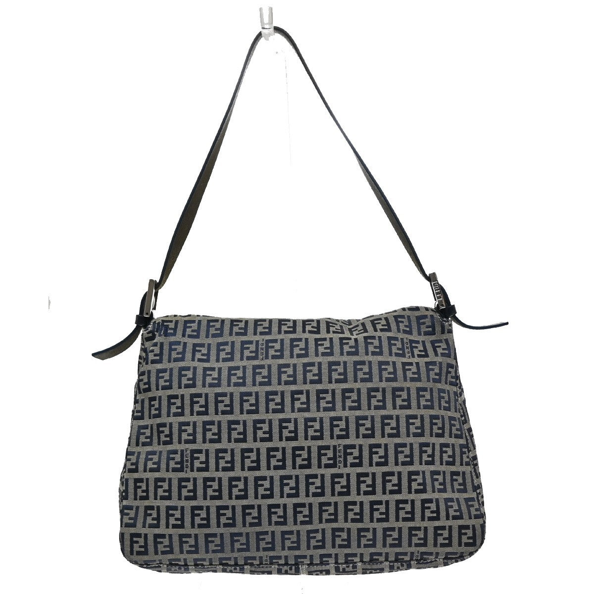 FENDI Mamma bucket Zuccino Shoulder Hand Bag Canvas Leather Navy Italy 79MA143