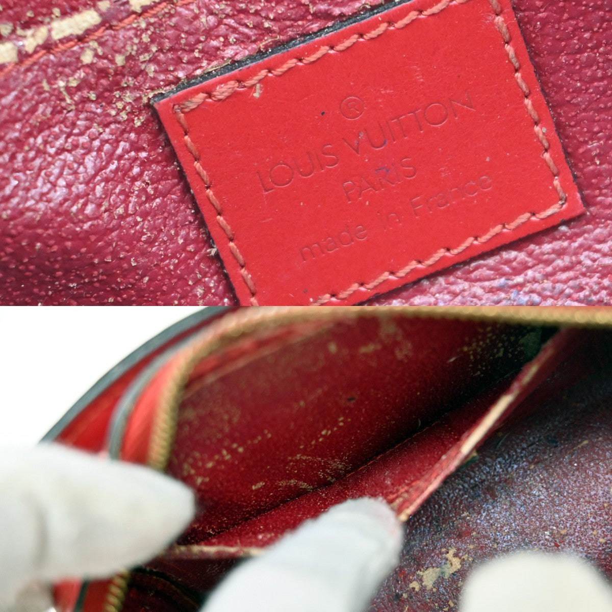 LOUIS VUITTON LV Logo Dauphine PM Pouch Bag Epi Leather Red M48447 05EG007