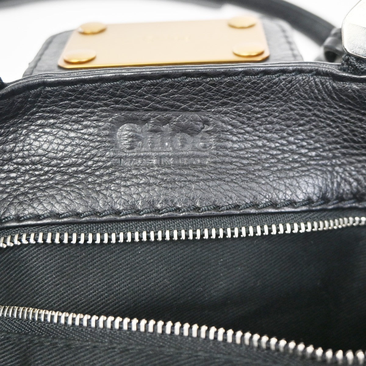 CHLOE Logo Paddington Padlock  Shoulder Handbag Leather Black GHW Italy 620RL739