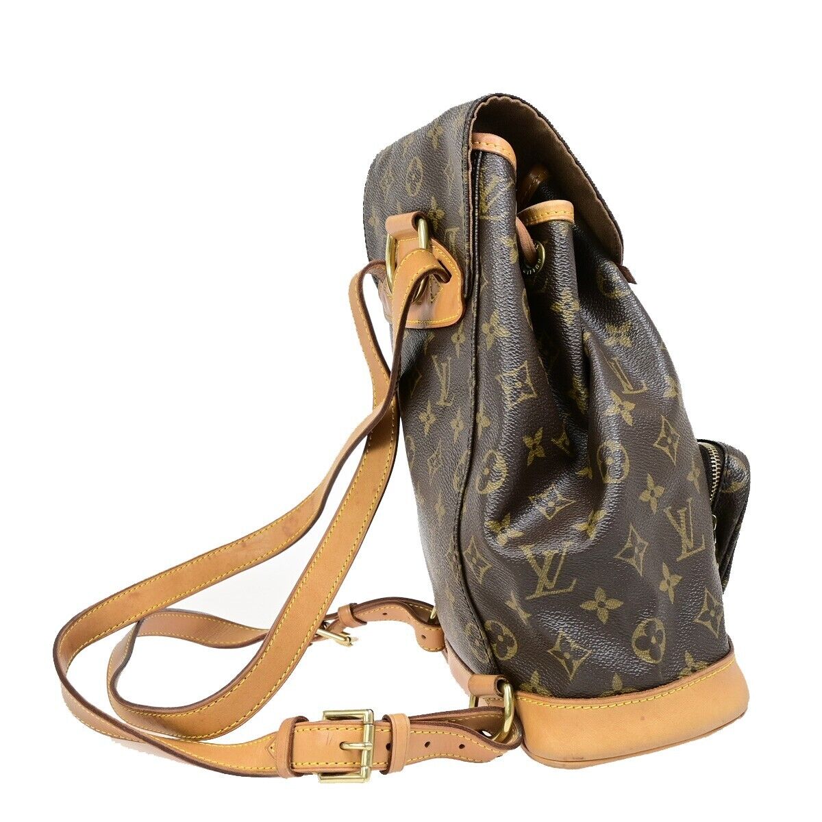 LOUIS VUITTON Montsouris MM Backpack Bag Monogram Leather Brown M51136 13EB360