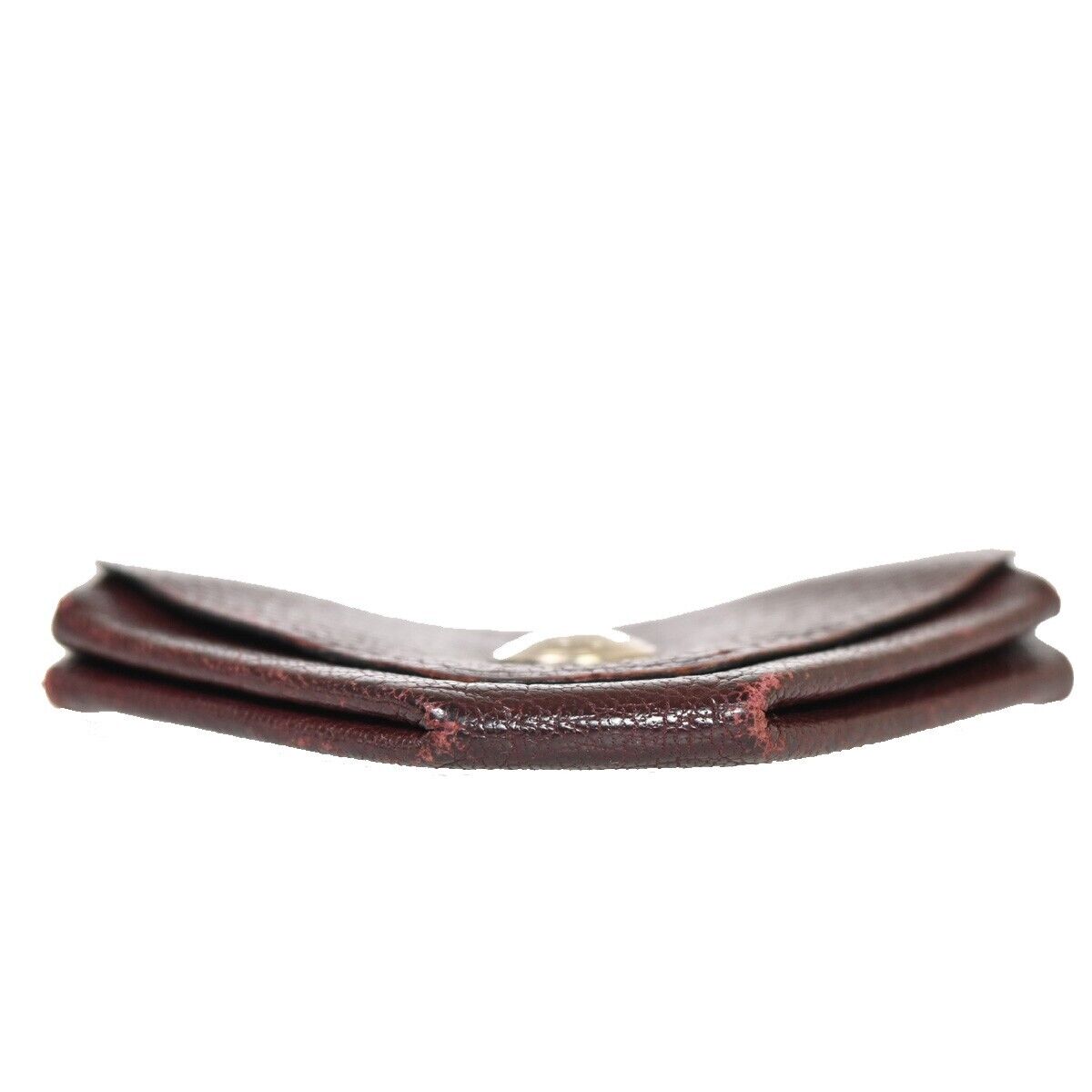 HERMES Logo Le Van Quatre Coin Case Wallet Leather Bordeaux France 01FA303