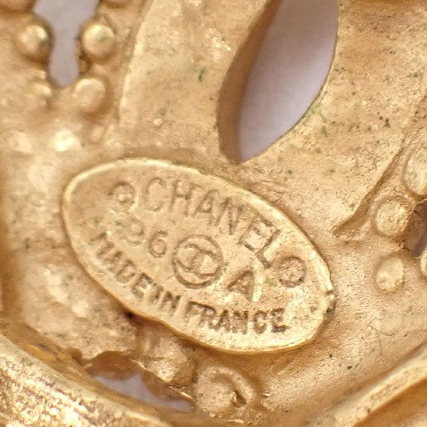 CHANEL CC Diamond Shape Button Earrings 96 AClip-On Gold GHW Vintage 83RL871