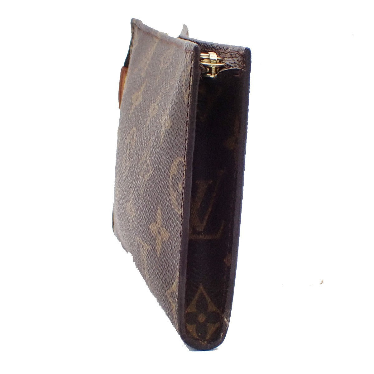 LOUIS VUITTON Logo BUCKET PM Pouch Bag Monogram Leather Brown France 60KB738