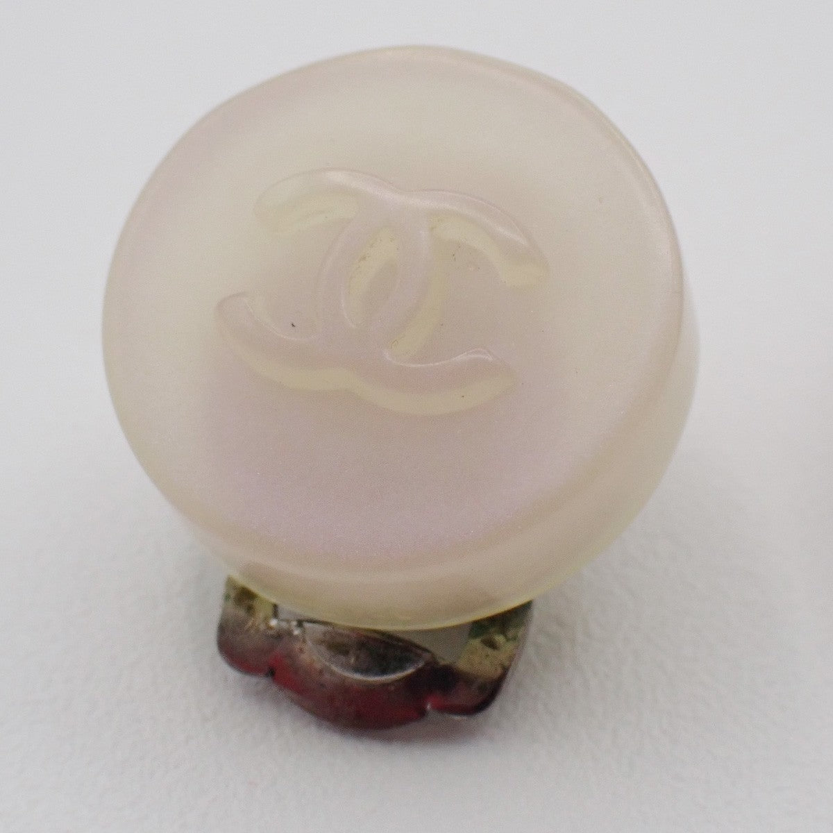 CHANEL CC Logo Iridescent Resin Round Button Earrings 00C Clip-On SHW 38RL811