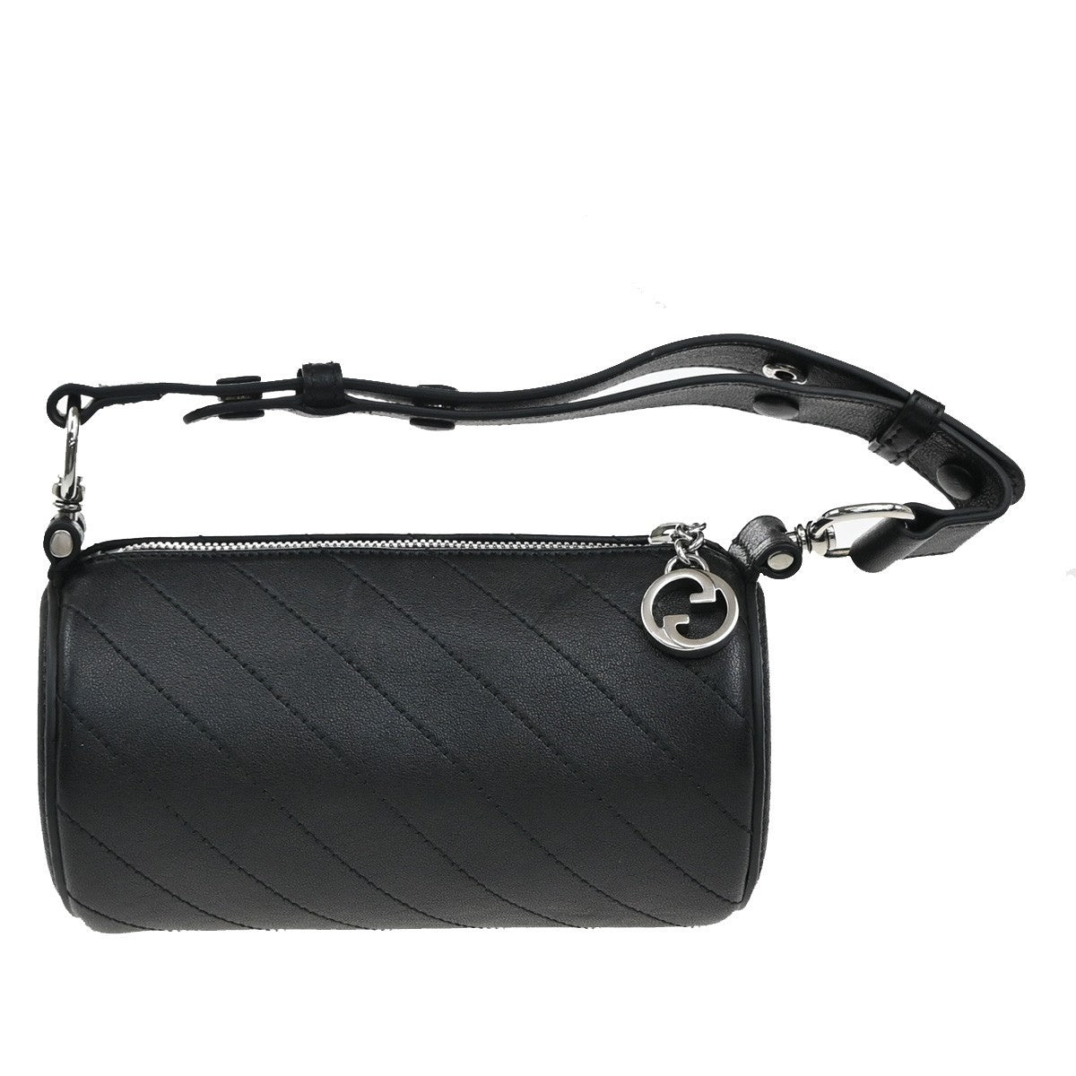 GUCCI Interlocking GG Blondy Mini Shoulder Bag Leather Black SHW 14RF843