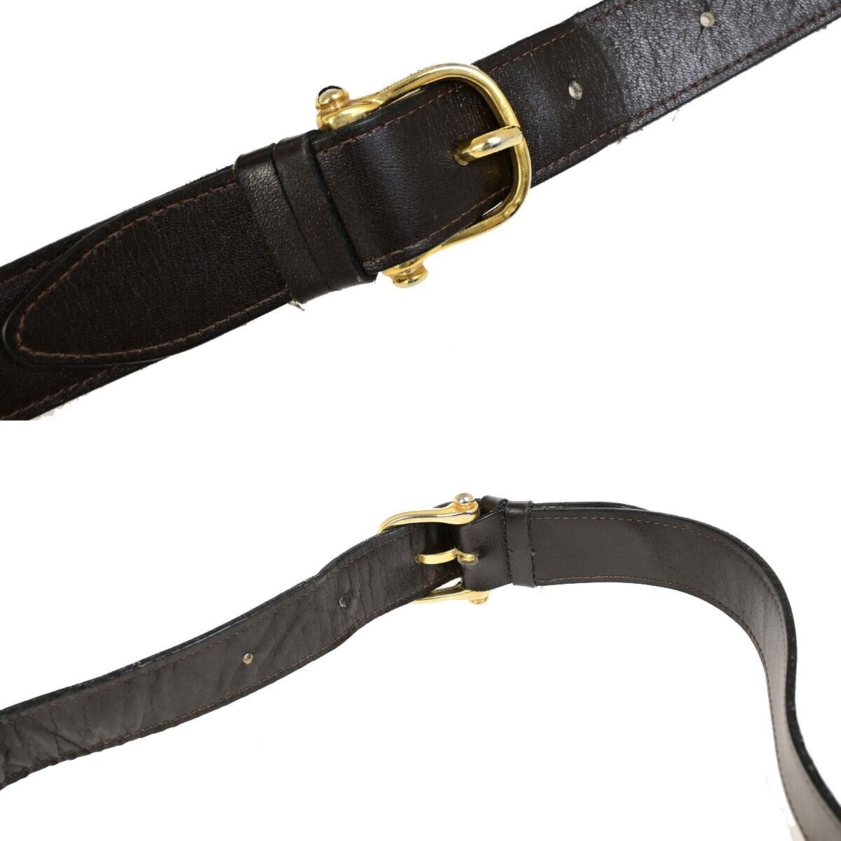 CELINE Logo Crossbody Shoulder Bag Suede Leather Brown GHW 63EC954