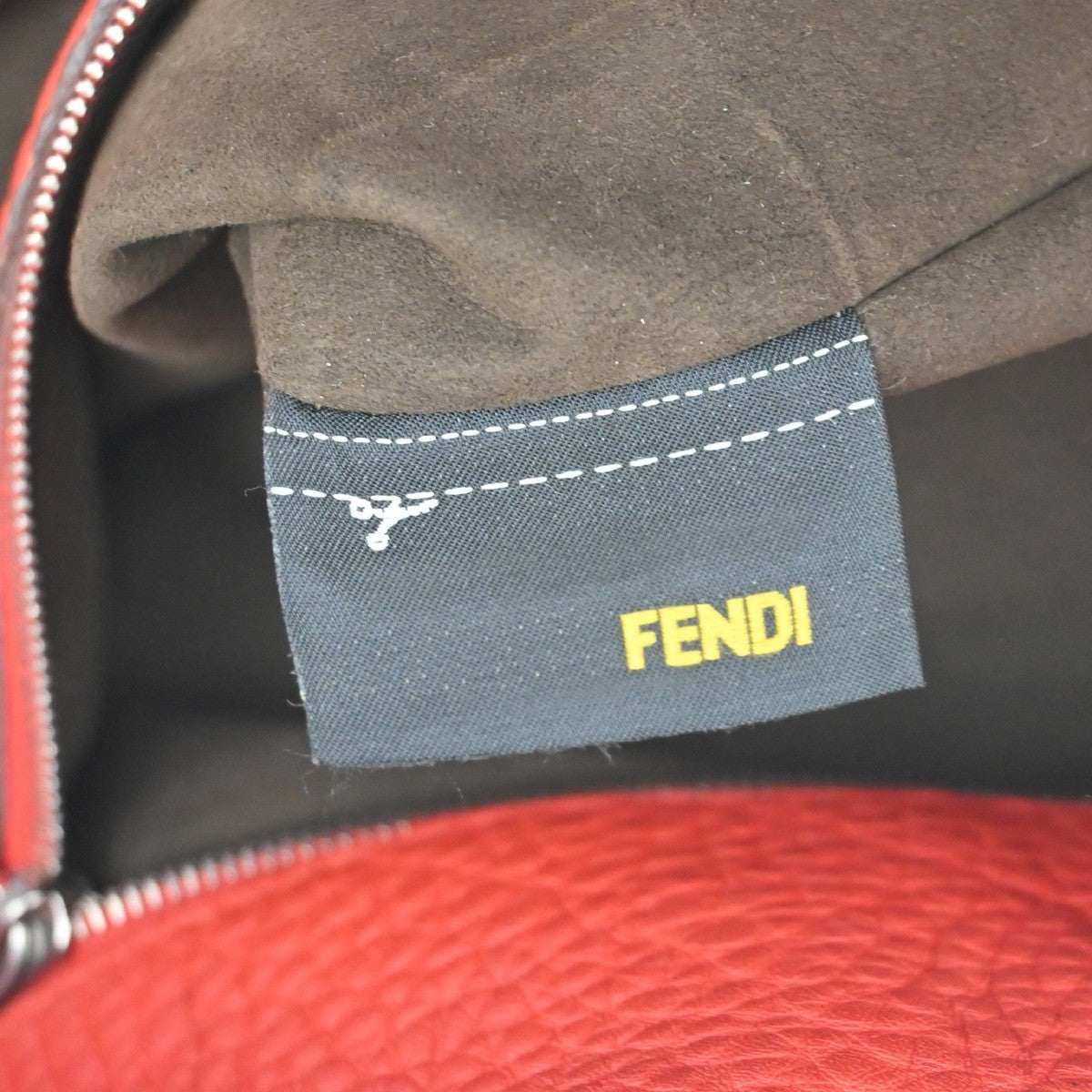 FENDI Logo Selleria Anna 2Way Shoulder Bag Leather Red SHW Italy 71YH887