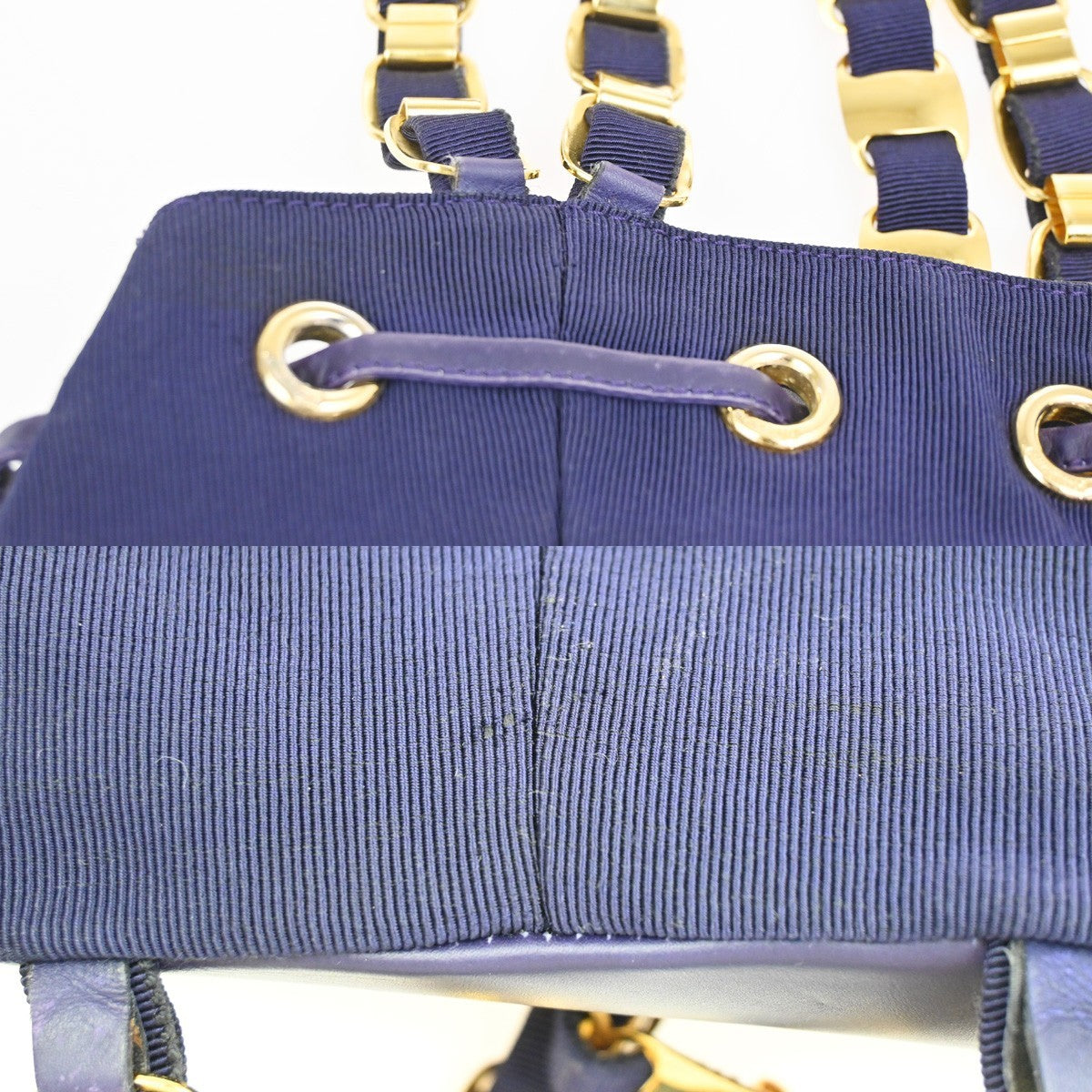 SALVATORE FERRAGAMO Vara Chain Shoulder Bag Canvas Leather Purple GHW 63KC612