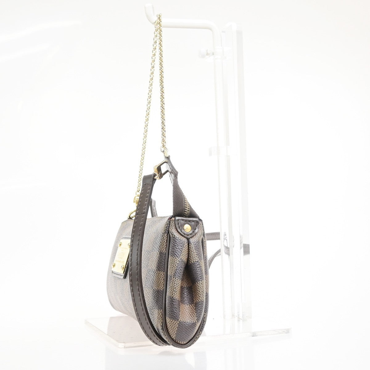 LOUIS VUITTON Eva Chain Shoulder Bag Damier Ebene Leather Brown N55213 601MA693
