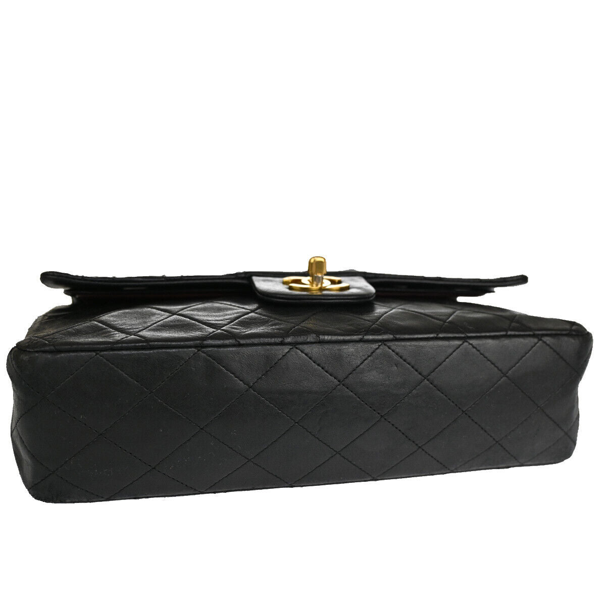 CHANEL CC Matelasse 25 Double Flap Chain Shoulder Bag Leather Black GHW 373RJ561