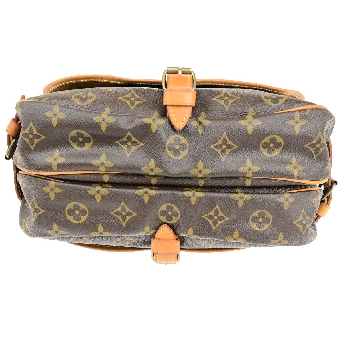LOUIS VUITTON Logo Saumur 30 Shoulder Bag Monogram Leather Brown M42256 16ED410