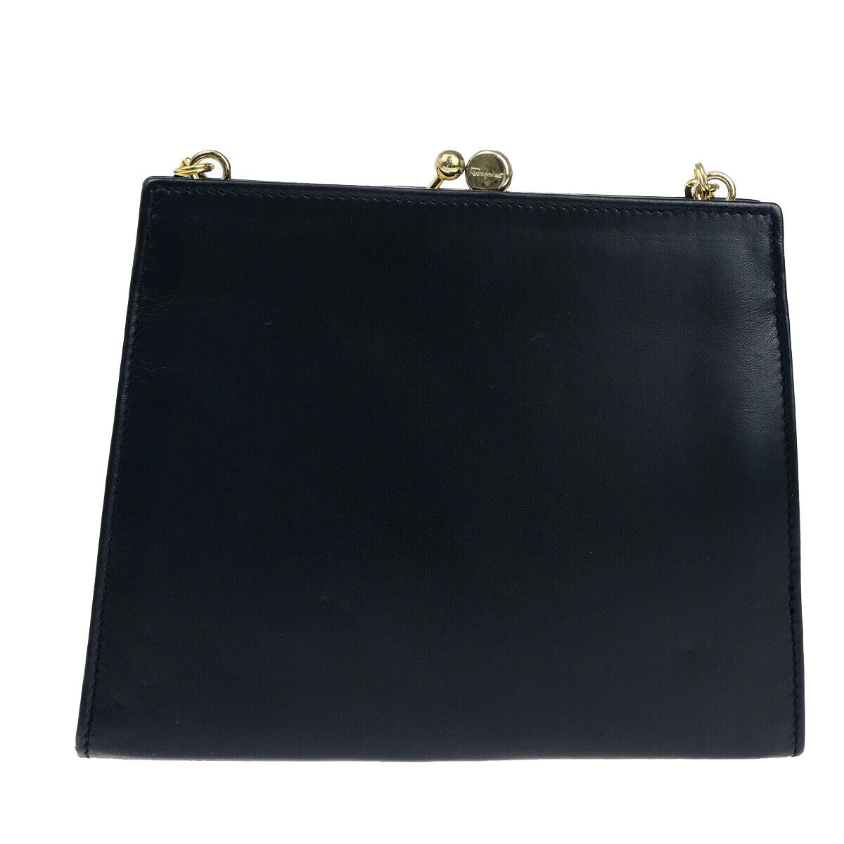 SALVATORE FERRAGAMO Vara Mini Chain Shoulder Bag Leather Navy Blue GHW 69YF494