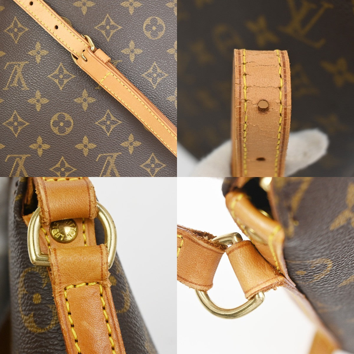 LOUIS VUITTON Logo Drouot Shoulder Bag Monogram Leather Brown M51290 16KC896