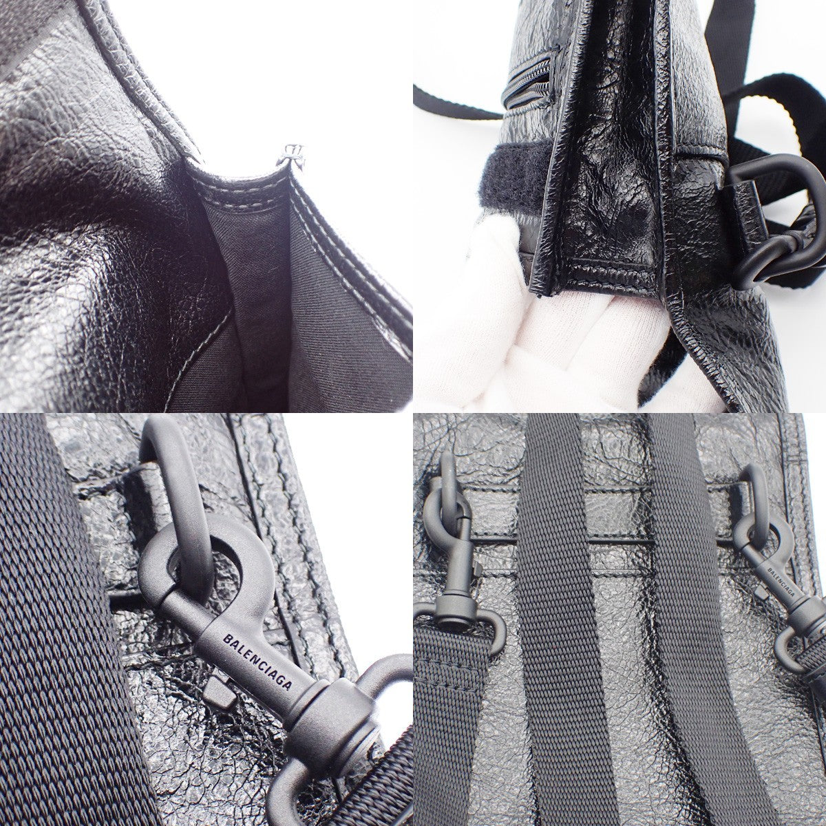 BALENCIAGA Logo EXPLORER Mini Shoulder Bag Leather Black Italy 82AA008