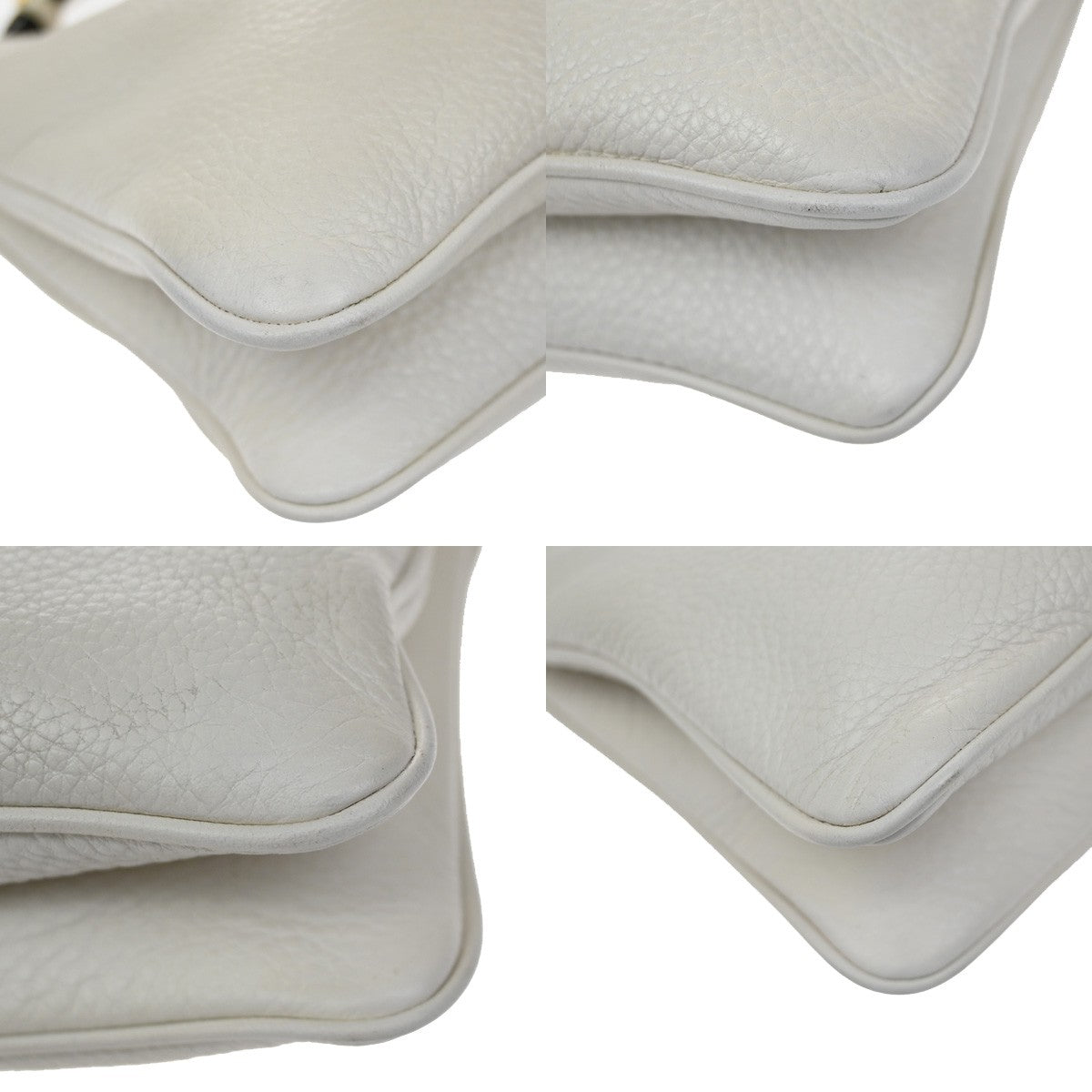 PRADA Logo Crossbody Mini Shoulder Bag Leather White GHW 76YH762