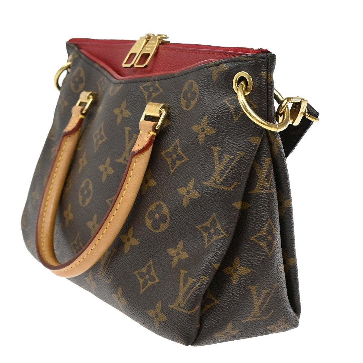LOUIS VUITTON Pallas BB 2Way Hand Bag Monogram Leather Brown Red M41241 681EE132