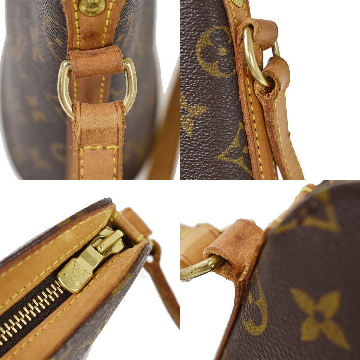 LOUIS VUITTON Logo Drouot Shoulder Bag Monogram Leather Brown M51290 19YC093