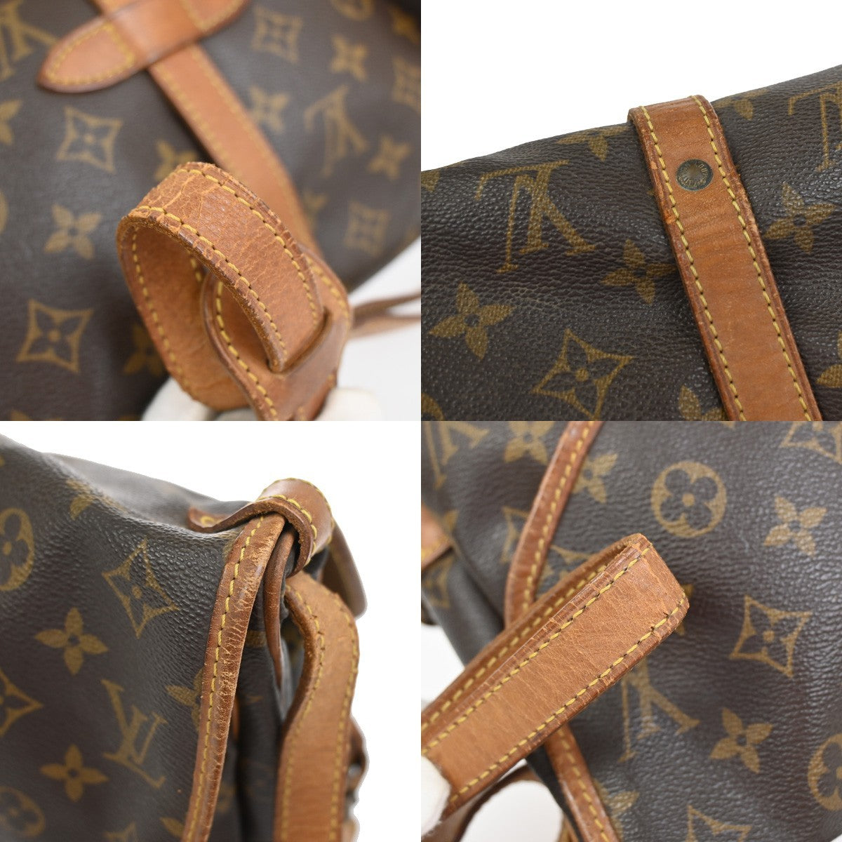 LOUIS VUITTON Logo Saumur 30 Shoulder Bag Monogram Leather Brown M42256 69YJ054