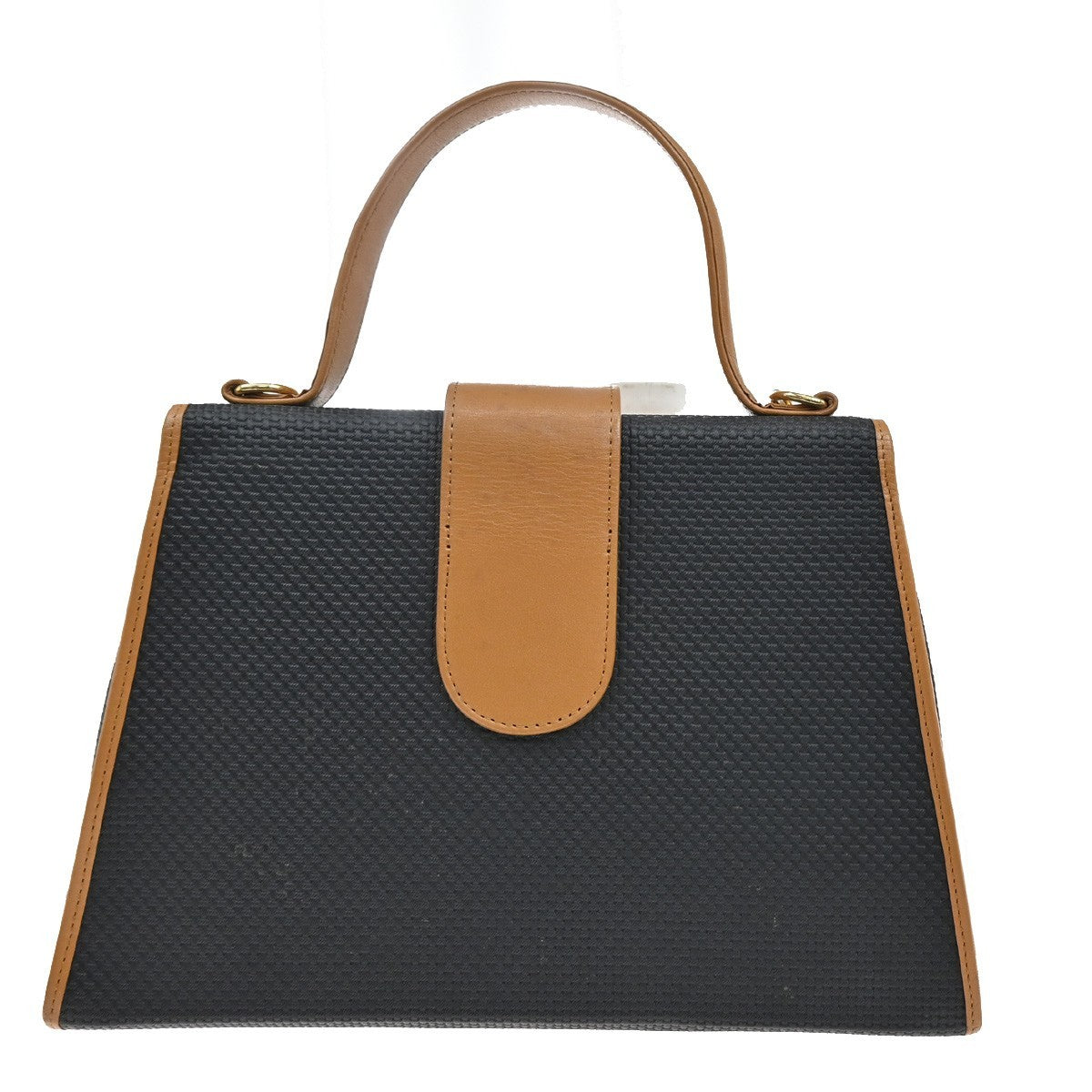 YVES SAINT LAURENT YSL Logo 2Way Hand Bag PVC Leather Black Brown 80YH823