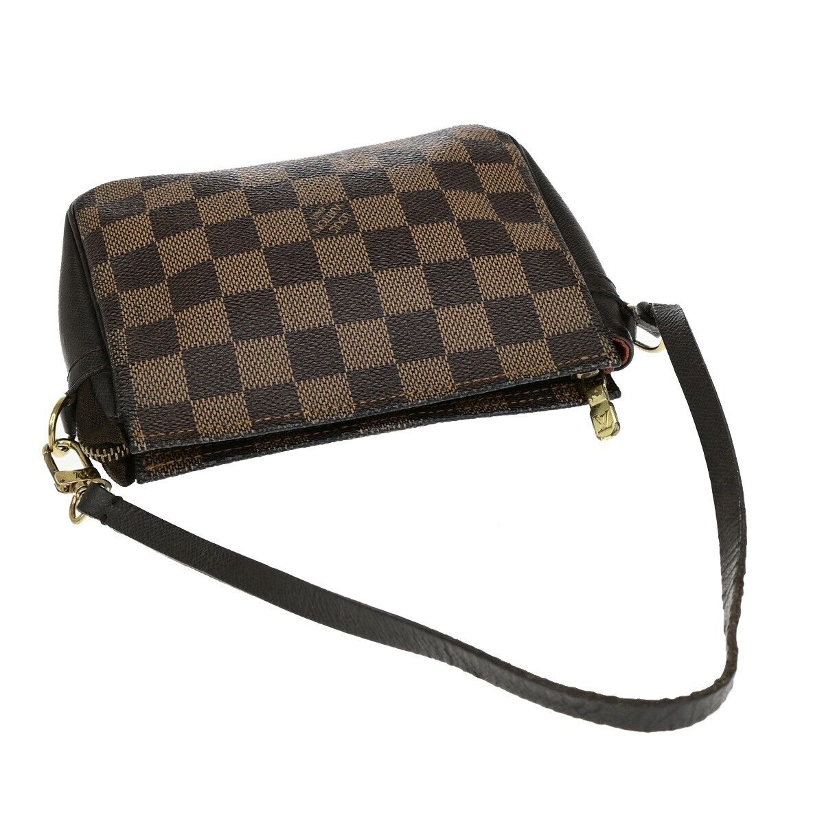 LOUIS VUITTON  Trousse Makeup Hand Bag Damier Ebene Leather Brown N51982 81EB766