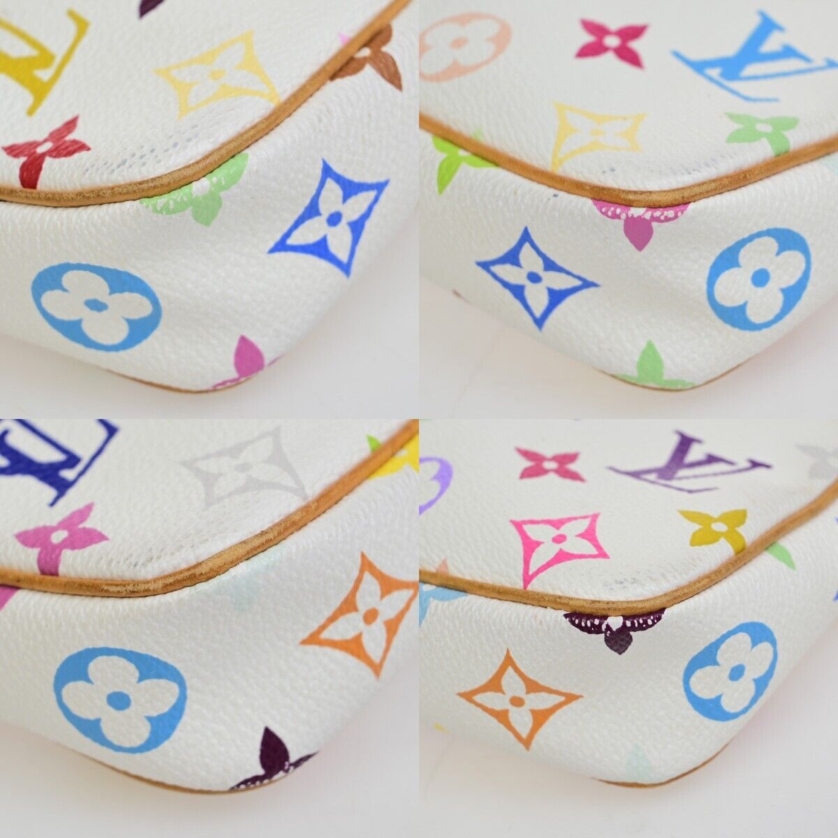 LOUIS VUITTON Pochette Accessoires Hand Bag Monogram Multi White M92649 667RF226