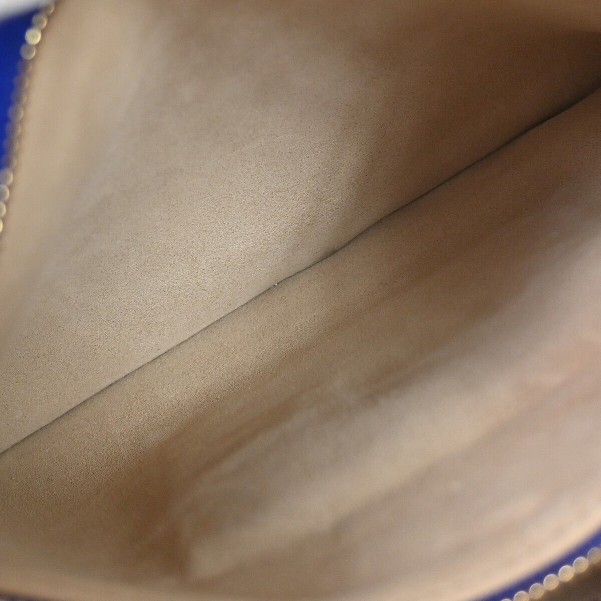 ANYA HINDMARCH Logo Smiley Wink Fringe Clutch Hand Bag Leather Blue 36HB218